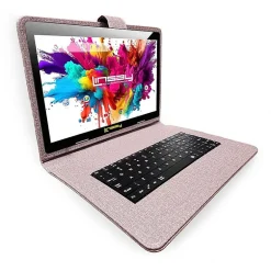 LINSAY® 10.1 Octa Core 128Gb Android 15 Tablet Purple Keyboard