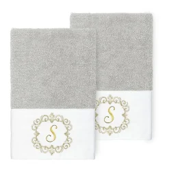 Linum Home Textiles Monica Gold 2-pc. Embellished Hand Towel