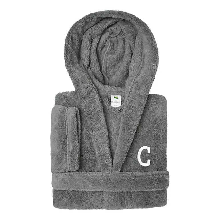 Linum Home Textiles Personalized Kids Bathrobe Unisex Long Sleeve Long Length Robe
