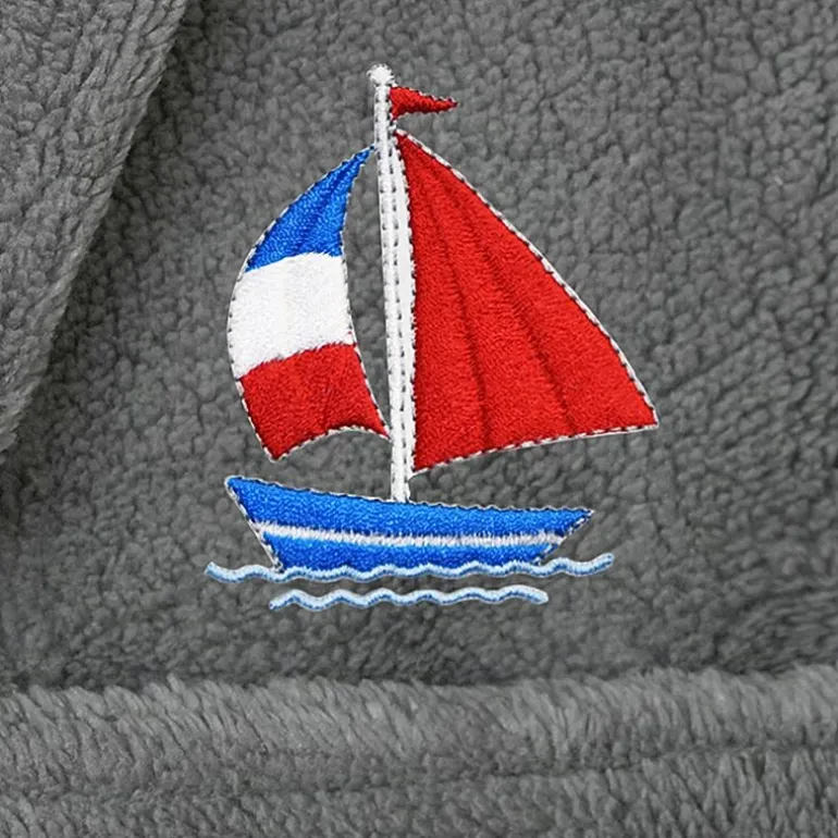 Linum Home Textiles Plush Boat Kids Bathrobe Unisex Long Sleeve Long Length Robe