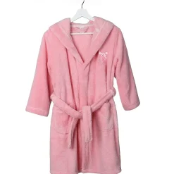 Linum Home Textiles Plush Bow Girls Long Sleeve Long Length Robe