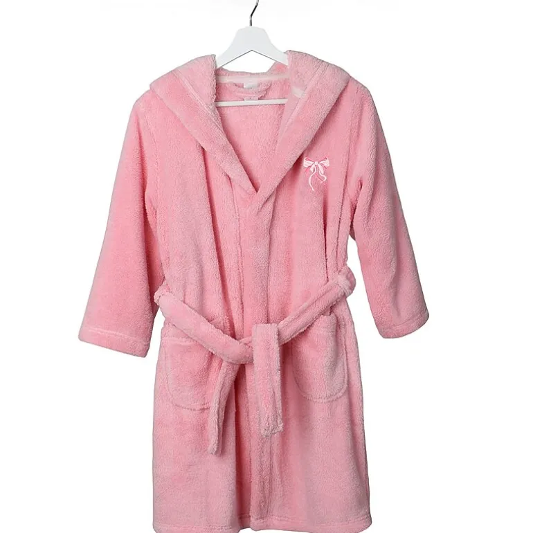 Linum Home Textiles Plush Bow Girls Long Sleeve Long Length Robe