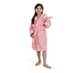 Linum Home Textiles Plush Bow Girls Long Sleeve Long Length Robe