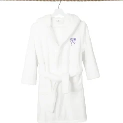 Linum Home Textiles Plush Bow Girls Long Sleeve Long Length Robe