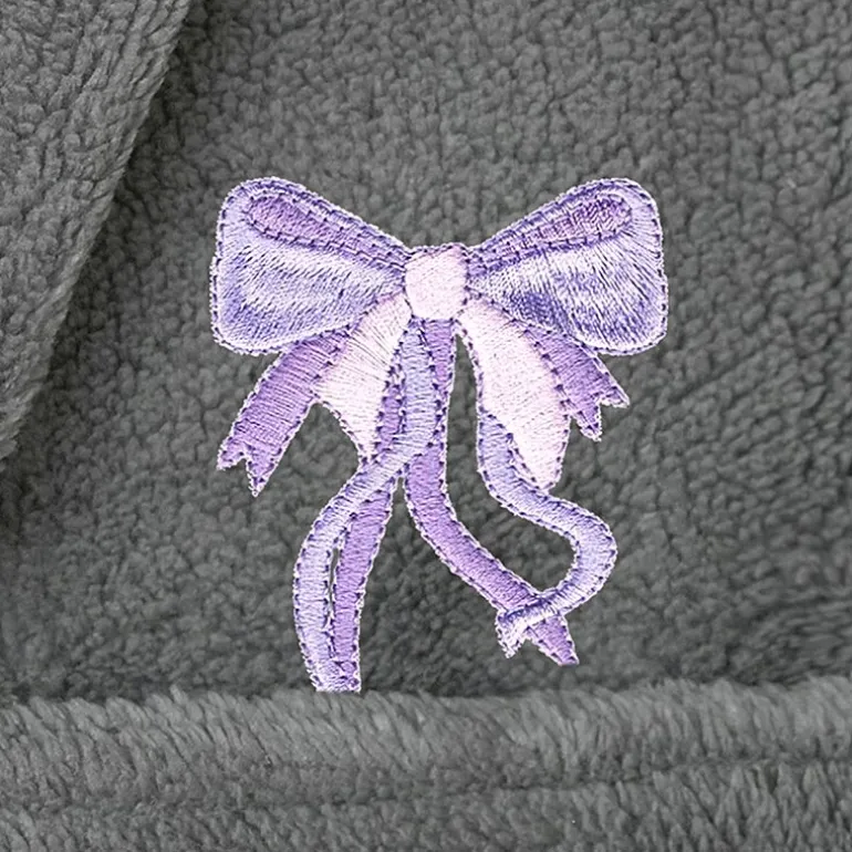Linum Home Textiles Plush Bow Girls Long Sleeve Long Length Robe