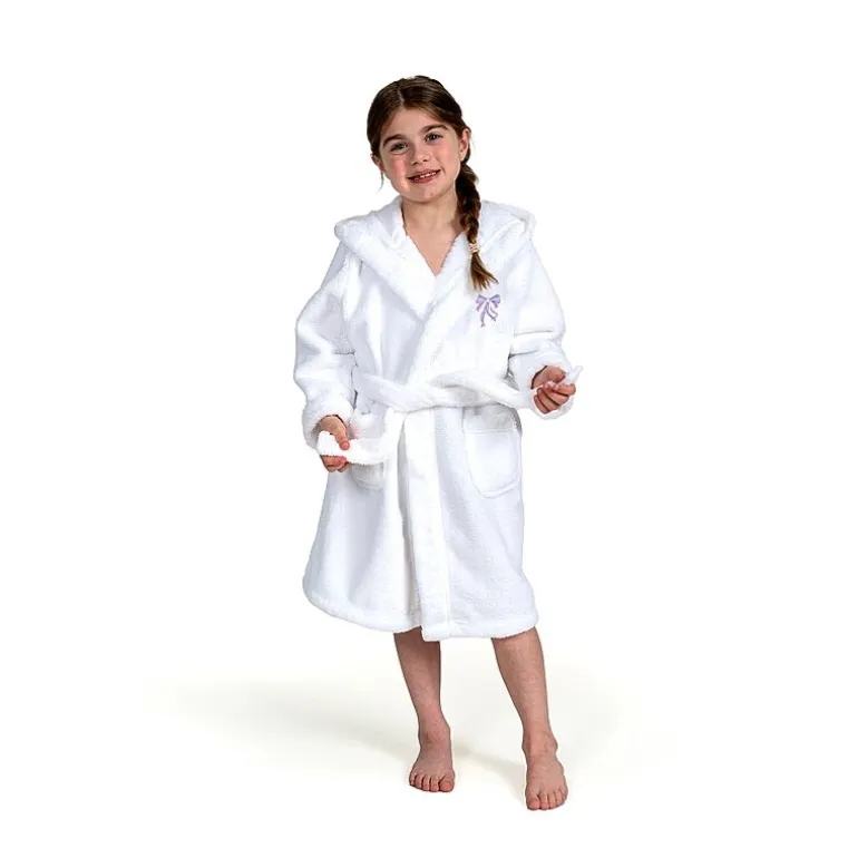 Linum Home Textiles Plush Bow Girls Long Sleeve Long Length Robe