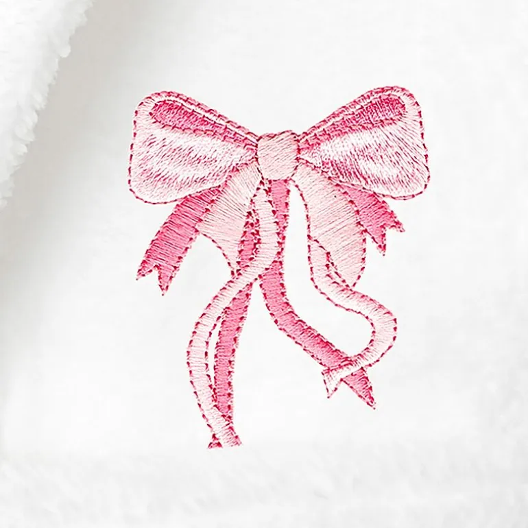 Linum Home Textiles Plush Bow Girls Long Sleeve Long Length Robe