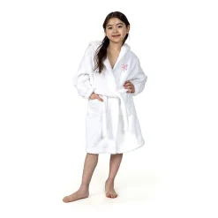 Linum Home Textiles Plush Bow Girls Long Sleeve Long Length Robe