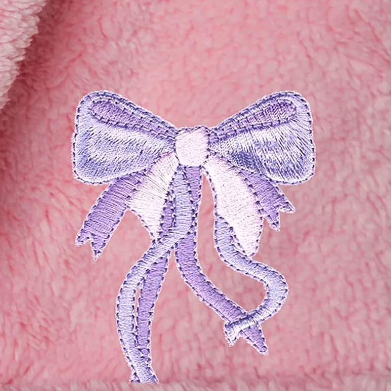 Linum Home Textiles Plush Bow Girls Long Sleeve Long Length Robe