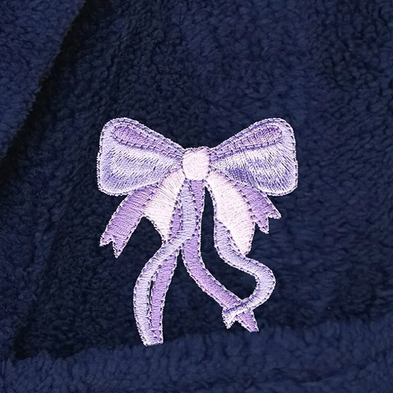 Linum Home Textiles Plush Bow Girls Long Sleeve Long Length Robe