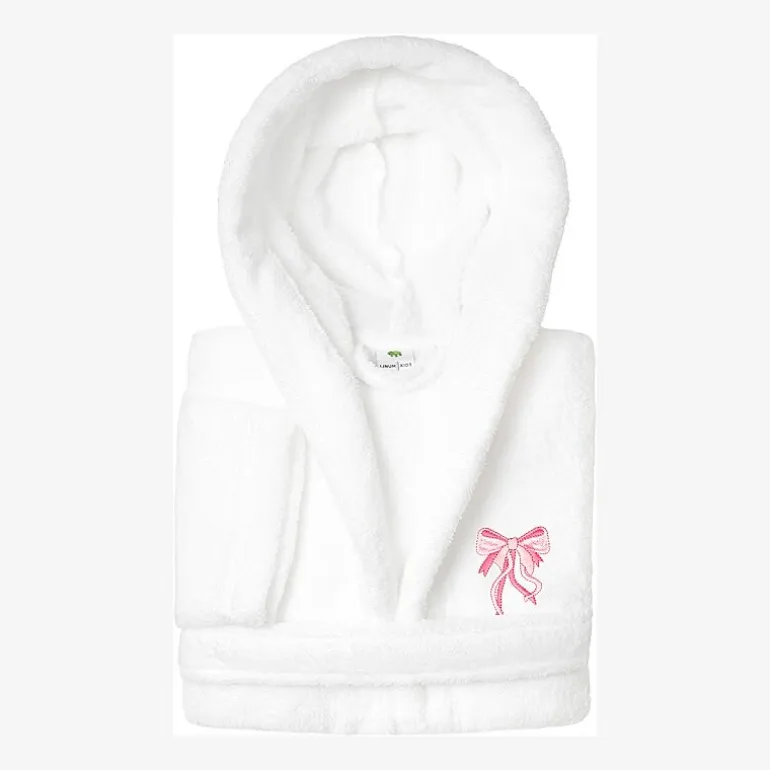 Linum Home Textiles Plush Bow Girls Long Sleeve Long Length Robe