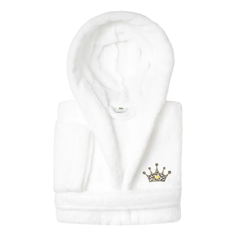Linum Home Textiles Plush Cheetah Crown Little & Big Girls Long Sleeve Bathrobe