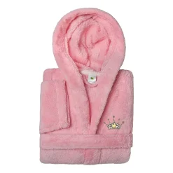 Linum Home Textiles Plush Cheetah Crown Little & Big Girls Long Sleeve Bathrobe
