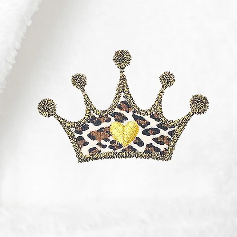 Linum Home Textiles Plush Cheetah Crown Little & Big Girls Long Sleeve Bathrobe