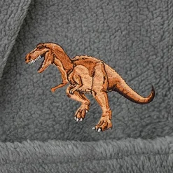 Linum Home Textiles Plush Dino Kids Bathrobe Unisex Long Sleeve Long Length Bathrobe