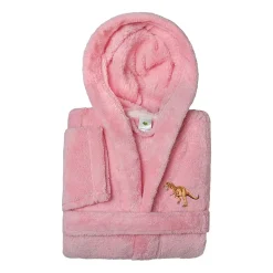 Linum Home Textiles Plush Dino Kids Bathrobe Unisex Long Sleeve Long Length Bathrobe