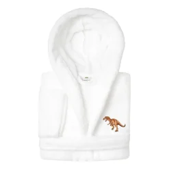 Linum Home Textiles Plush Dino Kids Bathrobe Unisex Long Sleeve Long Length Bathrobe