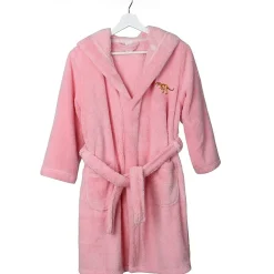 Linum Home Textiles Plush Dino Kids Bathrobe Unisex Long Sleeve Long Length Bathrobe