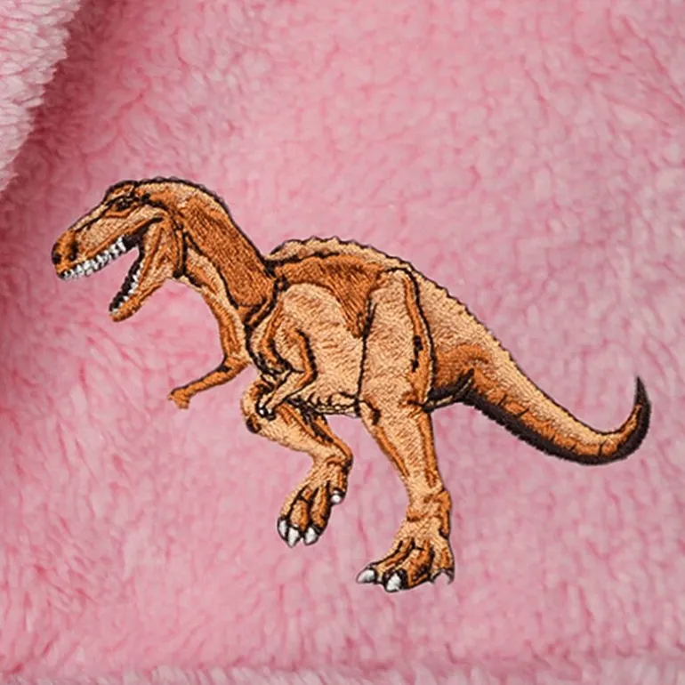 Linum Home Textiles Plush Dino Kids Bathrobe Unisex Long Sleeve Long Length Bathrobe