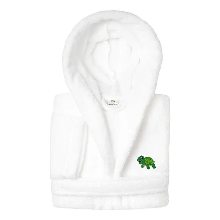 Linum Home Textiles Plush Turtle Kids Bathrobe Unisex Long Sleeve Long Length Robe