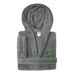 Linum Home Textiles Plush Turtle Kids Bathrobe Unisex Long Sleeve Long Length Robe