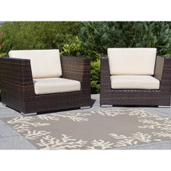 Liora Manne Capri Coral Border Hand Tufted Indoor/Outdoor Round Area Rug