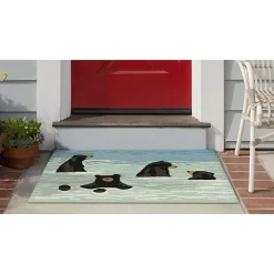 Liora Manne Frontporch Bathing Bears Hand Tufted Washable Indoor Outdoor Rectangular Accent Rug
