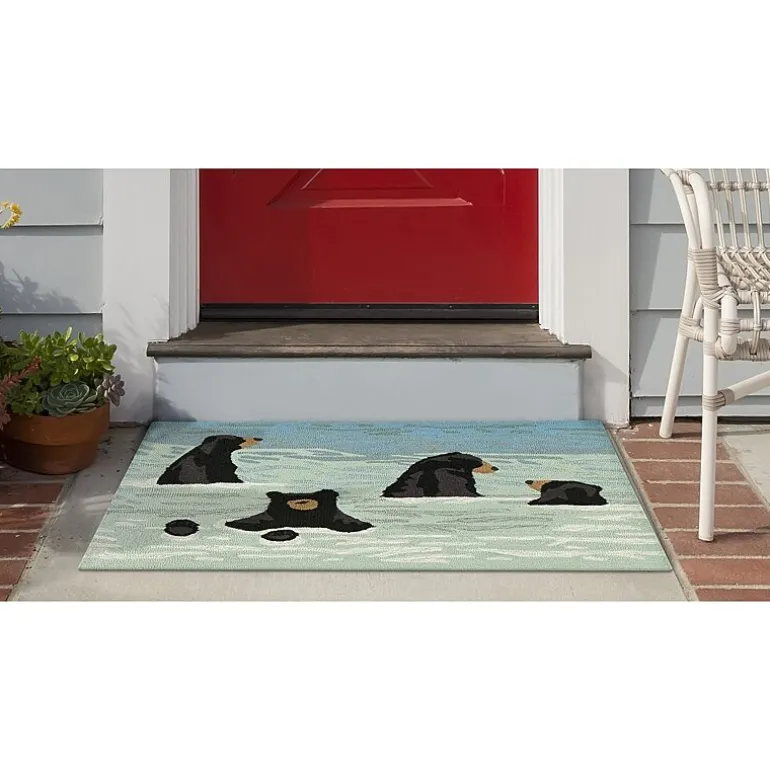 Liora Manne Frontporch Bathing Bears Hand Tufted Washable Indoor Outdoor Rectangular Accent Rug