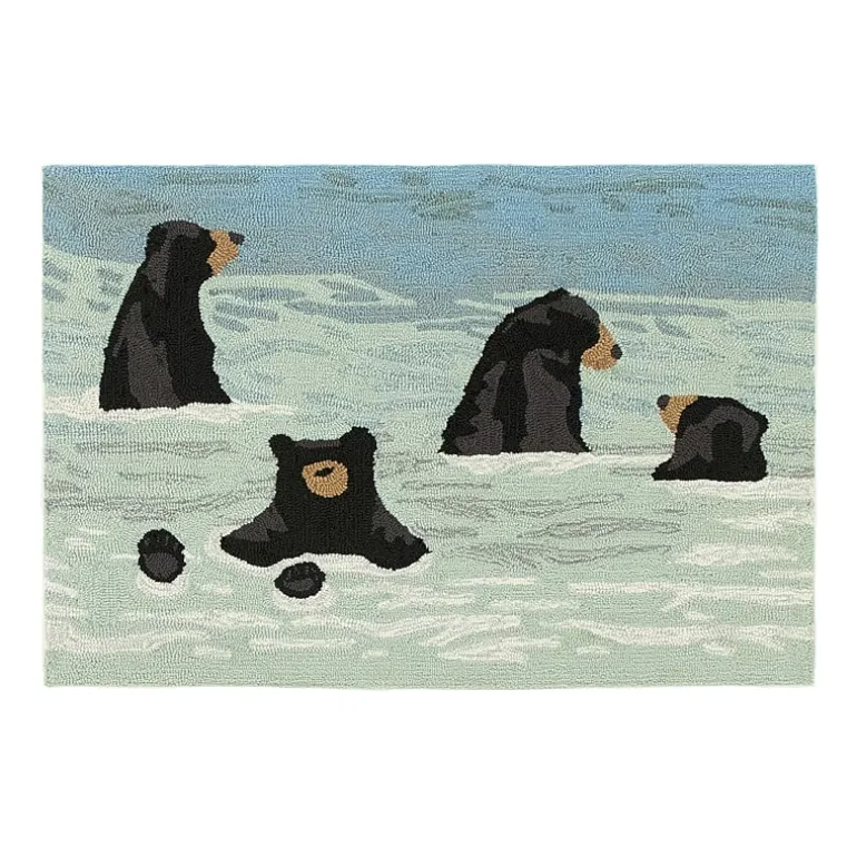 Liora Manne Frontporch Bathing Bears Hand Tufted Washable Indoor Outdoor Rectangular Accent Rug