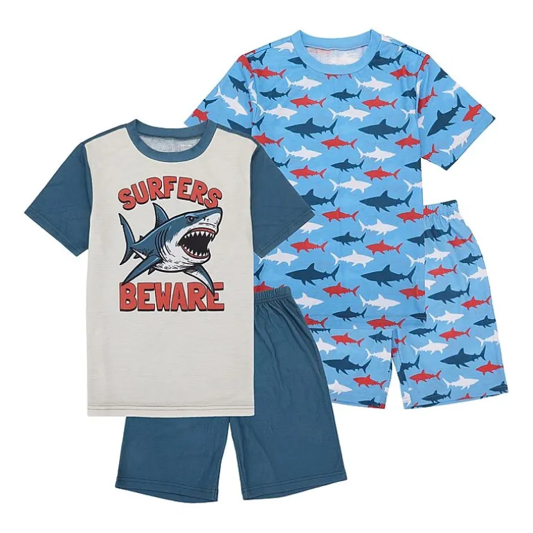 Little & Big Kid Boys Crew Neck Short Sleeve 4-pc. Pajama Set