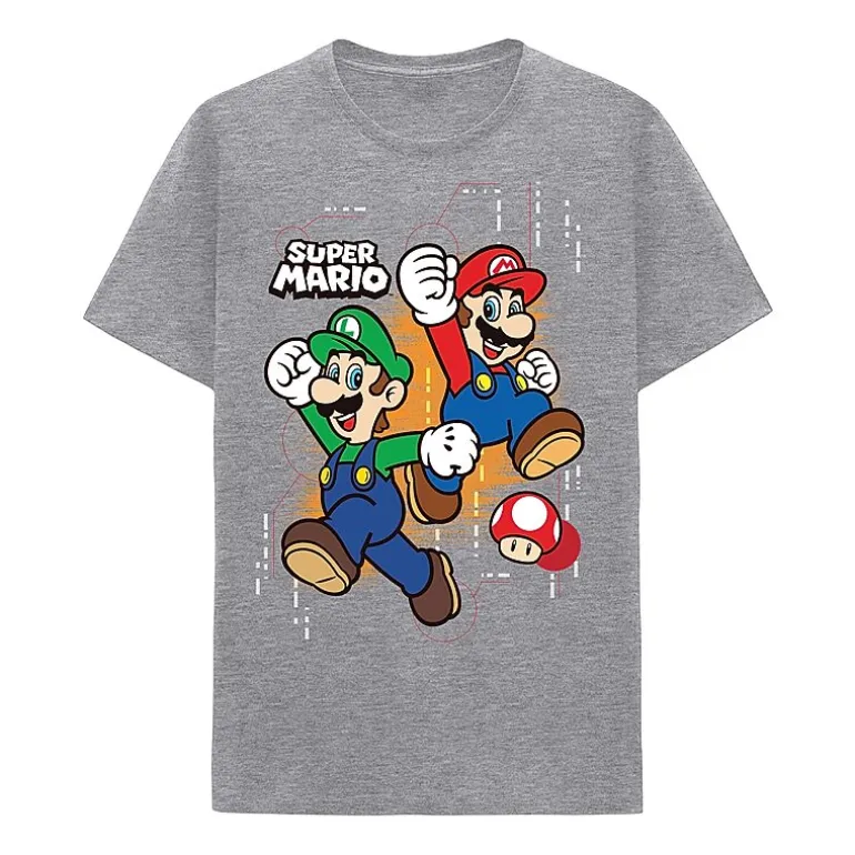 Little & Big Kid Boys Crew Neck Short Sleeve Regular Fit Super Mario Graphic T-Shirt