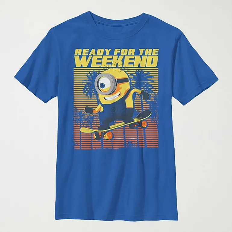 Little & Big Kid Boys Crew Neck Short Sleeve Regular Fit Minions Graphic T-Shirt