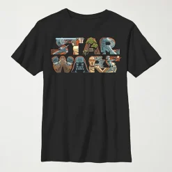 Little & Big Kid Boys Crew Neck Short Sleeve Slim Fit Star Wars Graphic T-Shirt