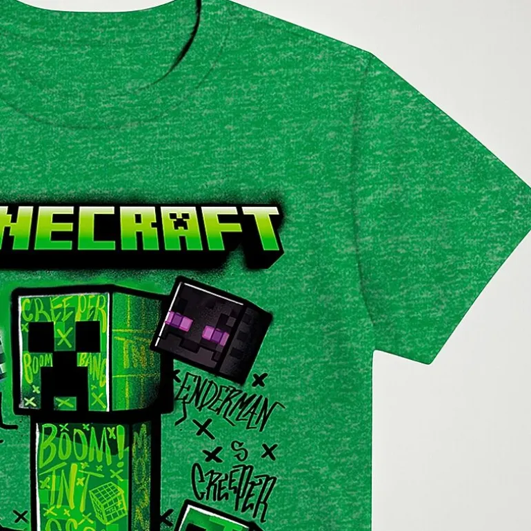 Little & Big Kid Boys Crew Neck Short Sleeve Regular Fit Minecraft Graphic T-Shirt