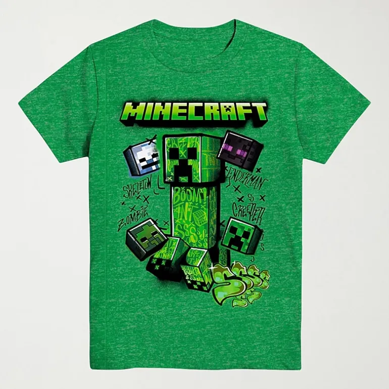 Little & Big Kid Boys Crew Neck Short Sleeve Regular Fit Minecraft Graphic T-Shirt