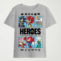 Little & Big Kid Boys Crew Neck Short Sleeve Regular Fit Sonic the Hedgehog Graphic T-Shirt
