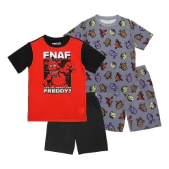 Little & Big Kid Boys Five Nights at Freddys Crew Neck Short Sleeve 4-pc. Pajama Set