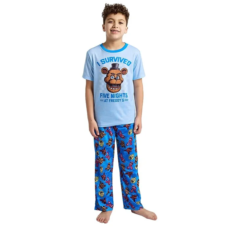 Little & Big Kid Boys Five Nights at Freddys Crew Neck Short Sleeve 2-pc. Pajama Set