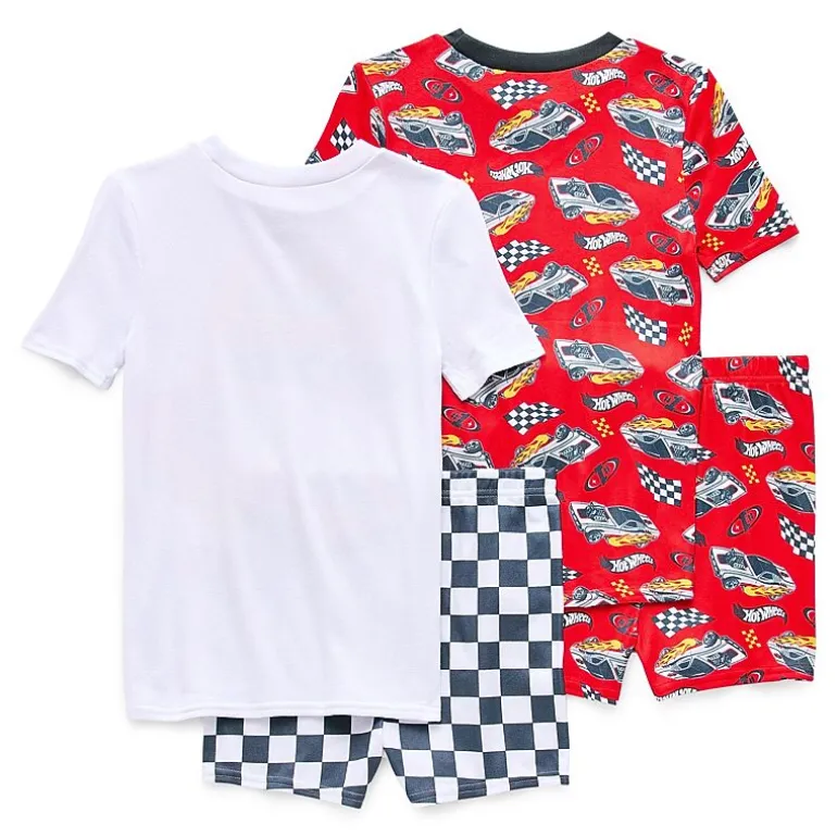 Little & Big Kid Boys Hot Wheels Crew Neck Short Sleeve 4-pc. Pajama Set