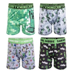 Little & Big Kid Boys Minecraft 4 Pack Boxer Briefs Babp2439