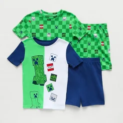 Little & Big Kid Boys Minecraft Crew Neck Short Sleeve 4-pc. Pajama Set