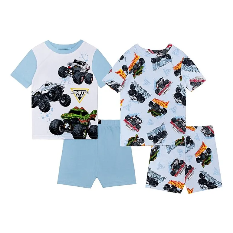 Little & Big Kid Boys Monster Jam Crew Neck Short Sleeve 4-pc. Pajama Set