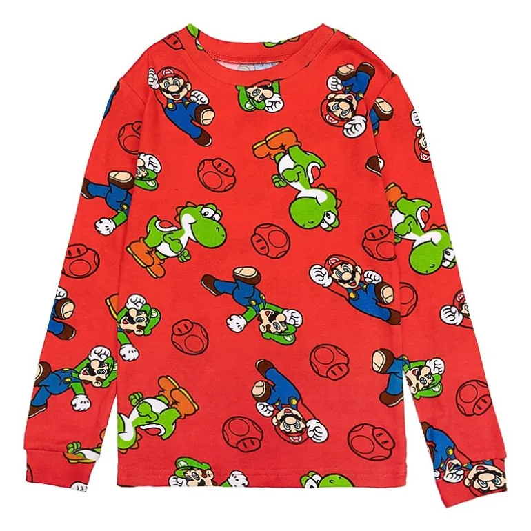 Little & Big Kid Boys Super Mario Crew Neck Long Sleeve 4-pc. Pajama Set