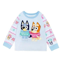 Little & Big Kid Girls Bluey Velour Crew Neck Long Sleeve 3-pc. Pajama Set