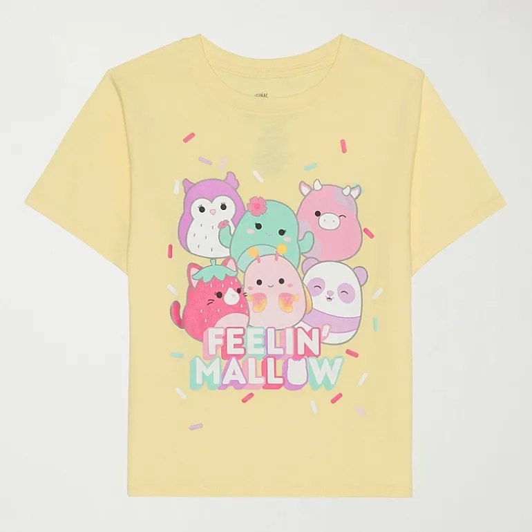 Little & Big Kid Girls Crew Neck Short Sleeve Regular Fit Squishmallows Graphic T-Shirt