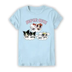 Little & Big Kid Girls Crew Neck Short Sleeve Regular Fit Hello Kitty Powerpuff Girls Graphic T-Shirt