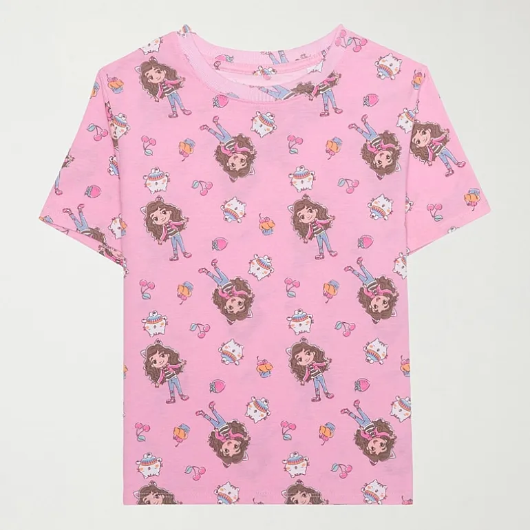 Little & Big Kid Girls Crew Neck Short Sleeve Regular Fit Gabby's Dollhouse Graphic T-Shirt