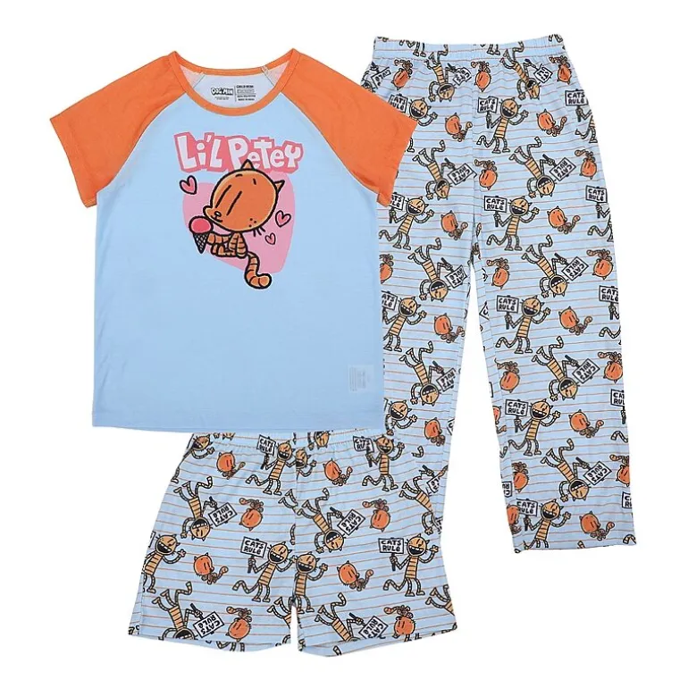 Little & Big Kid Girls Crew Neck Short Sleeve 3-pc. Pajama Set