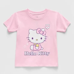 Little & Big Kid Girls Crew Neck Short Sleeve Regular Fit Hello Kitty Graphic T-Shirt