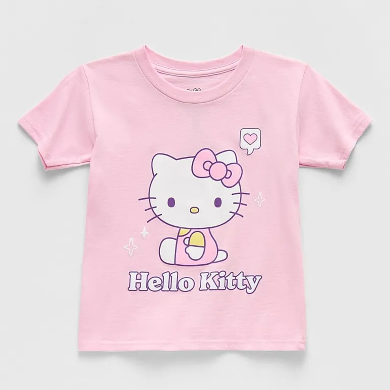 Little & Big Kid Girls Crew Neck Short Sleeve Regular Fit Hello Kitty Graphic T-Shirt